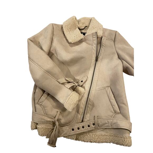 American eagle women’s cream colored fleece jacket size large - Picture 2 of 10